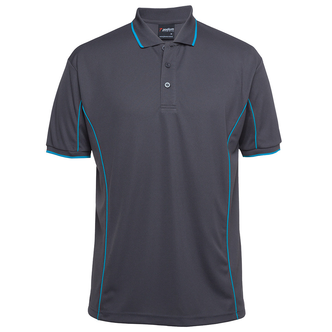 Jbs Wear The Piping Polo | Short Sleeve | Grey Base | Adults Charcoal/Aqua Shirts & Tops