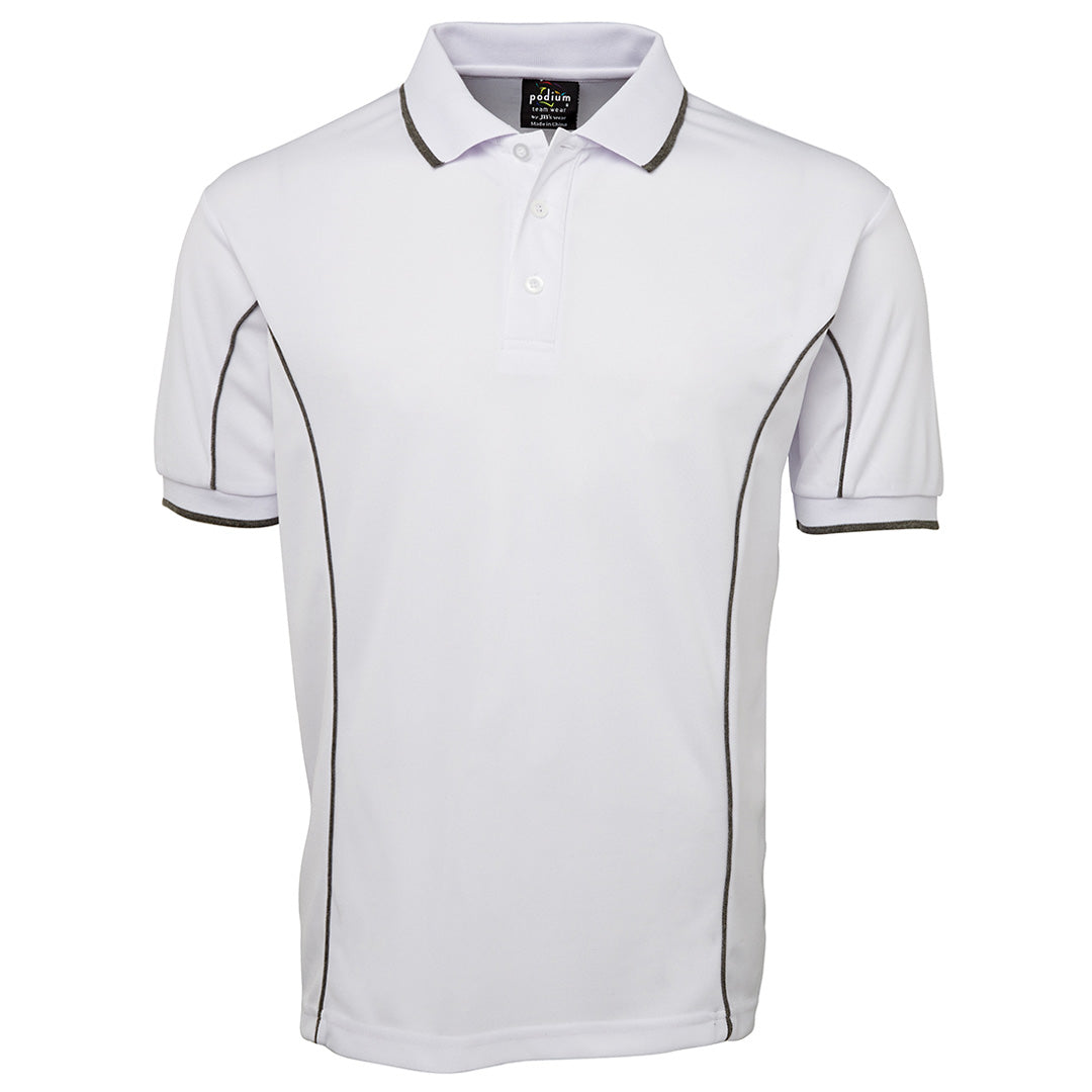 Jbs Wear The Piping Polo | Short Sleeve | Bright Base | Adults White/Grey Shirts & Tops