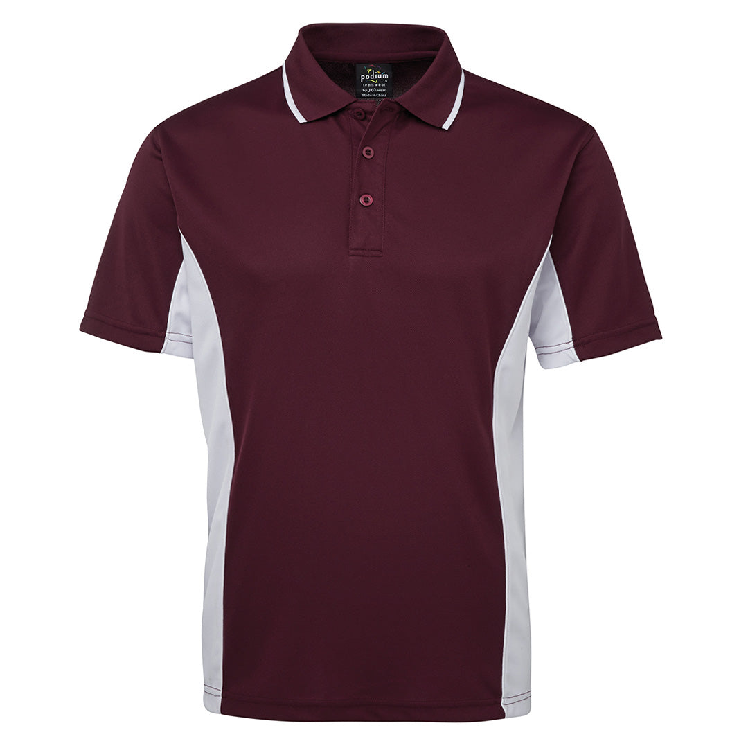 Jbs Wear The Contrast Poly Polo | Dark Colours | Short Sleeve | Mens Maroon/White Shirts & Tops