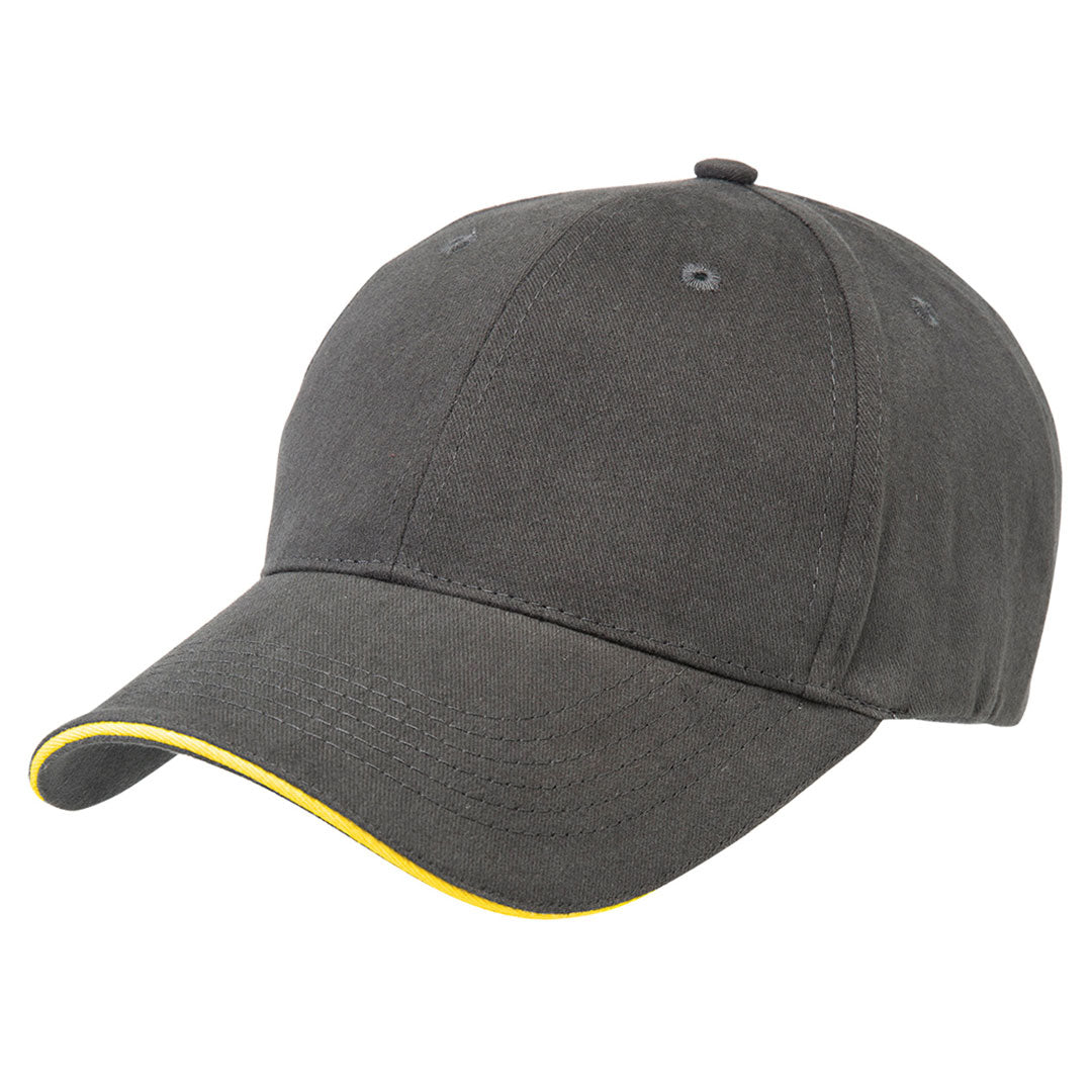 Legend The Premium Sandwich Cap | Adults Charcoal/Yellow Hats