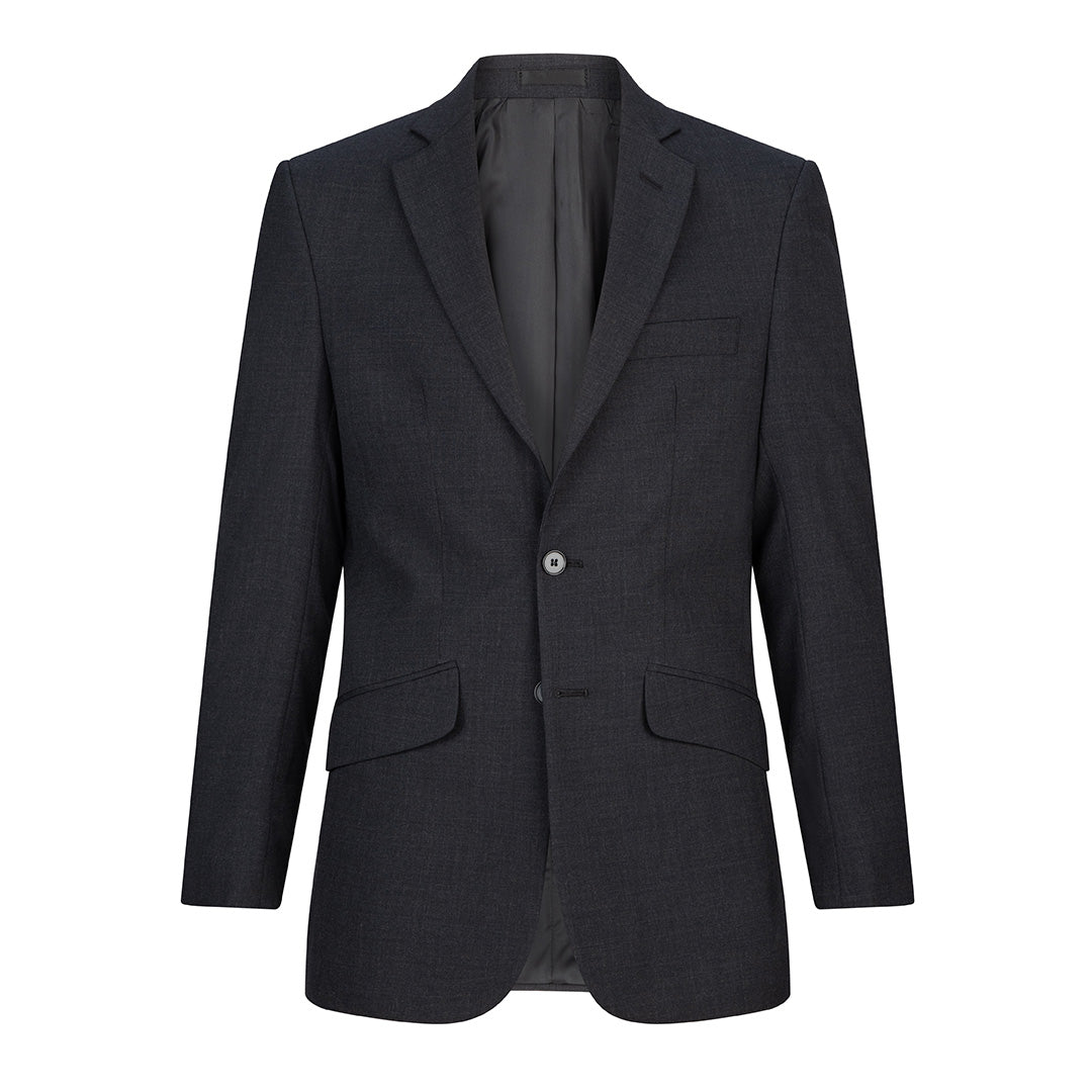 LSJ Collection The 2 Button Slim Cut Suit Jacket | Mechanical Stretch | Mens Charcoal Suits