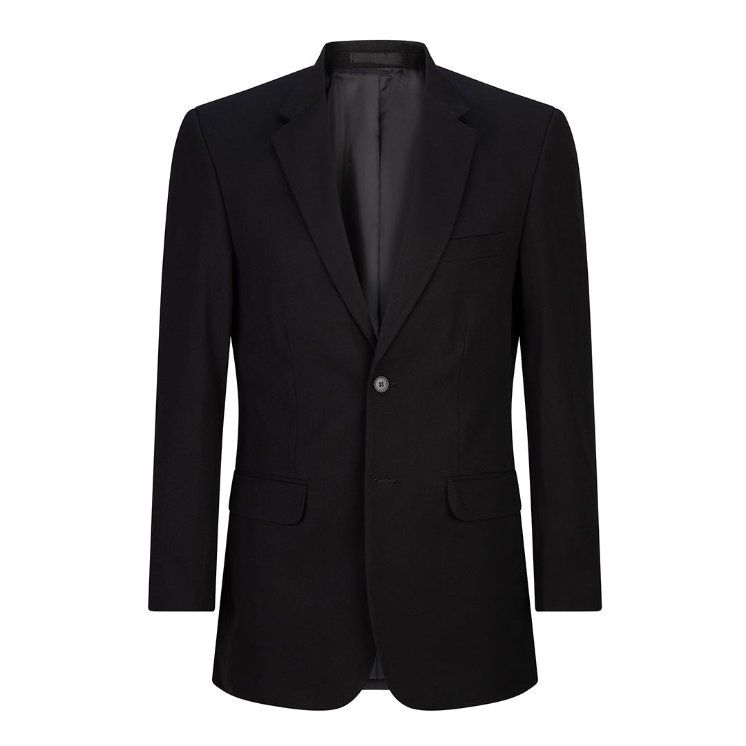 LSJ Collection The 2 Button Classic Cut Suit Jacket | Micro Fibre | Mens Black Suits