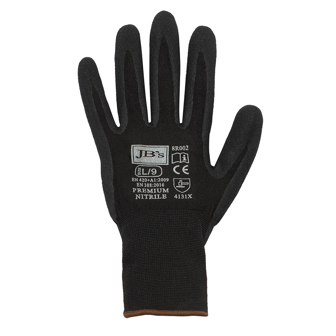 Jbs Wear The Premium Breathable Nitrile Glove | Adults | 12 Pack Black Work Safety Protective Gear