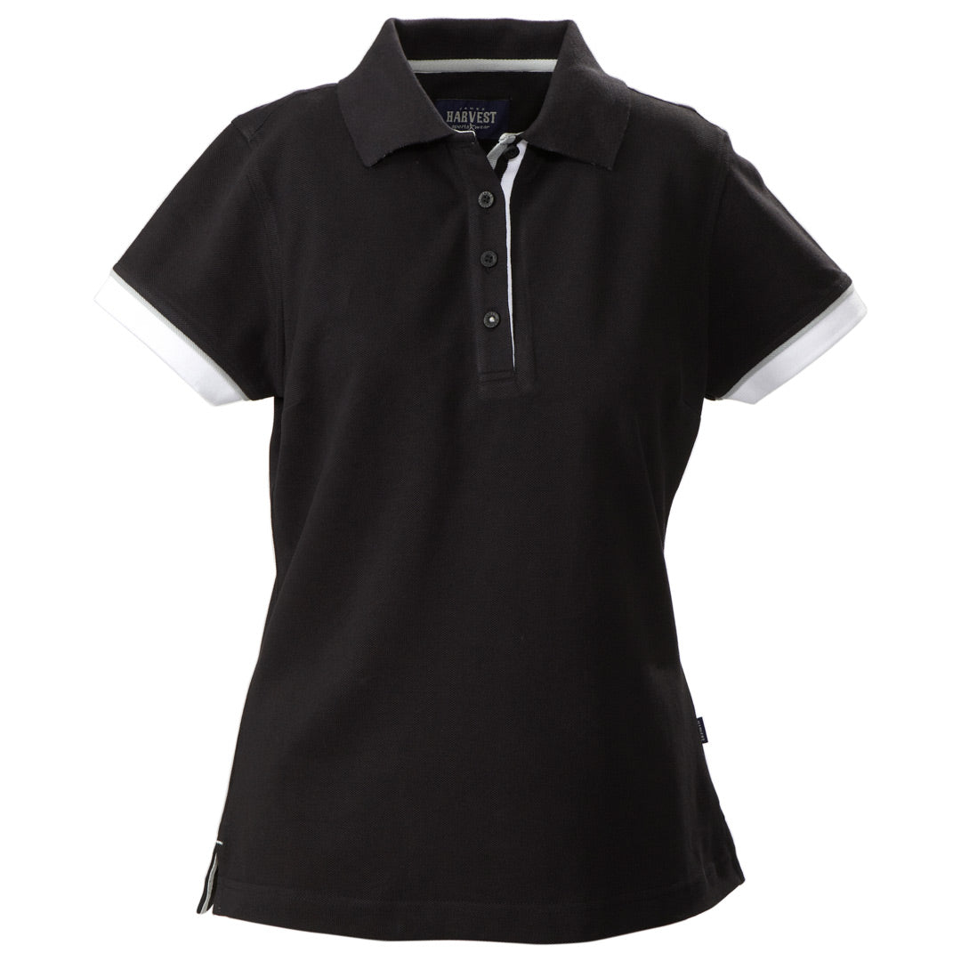 James Harvest The Antreville Polo | Ladies | Short Sleeve Black with Black/White/Grey Trim Shirts & Tops