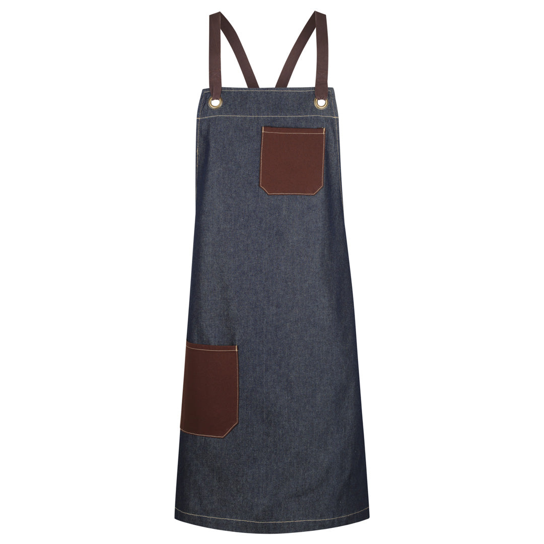 Identitee The Brooklyn Apron | Cross Back Chocolate/Denim with Chocolate Strap Aprons