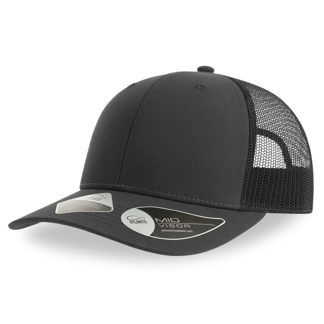 Atlantis Headwear The Bryce Recycled Trucker Cap | Atlantis Dark Grey/Black Headwear