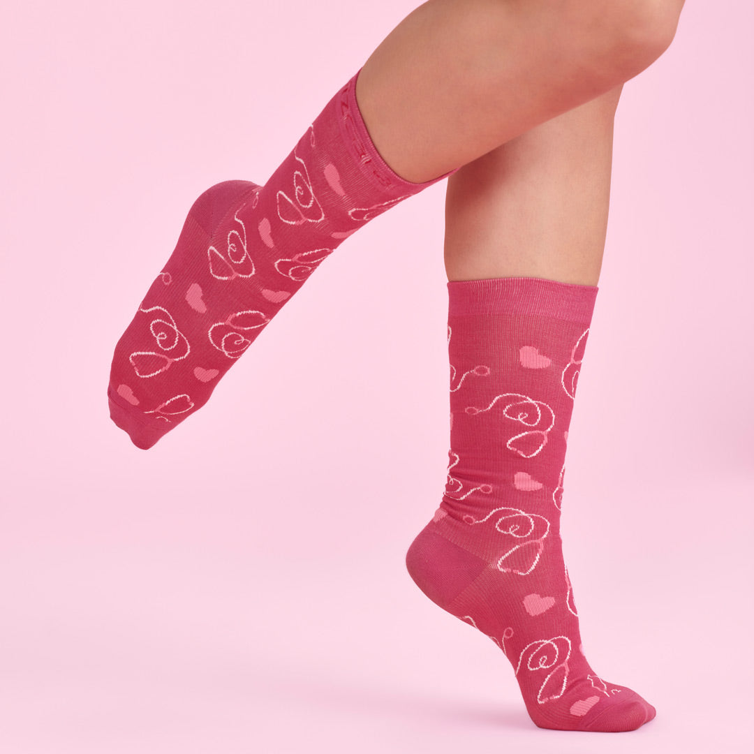 Biz Care The Pink Printed Socks | Unisex Socks