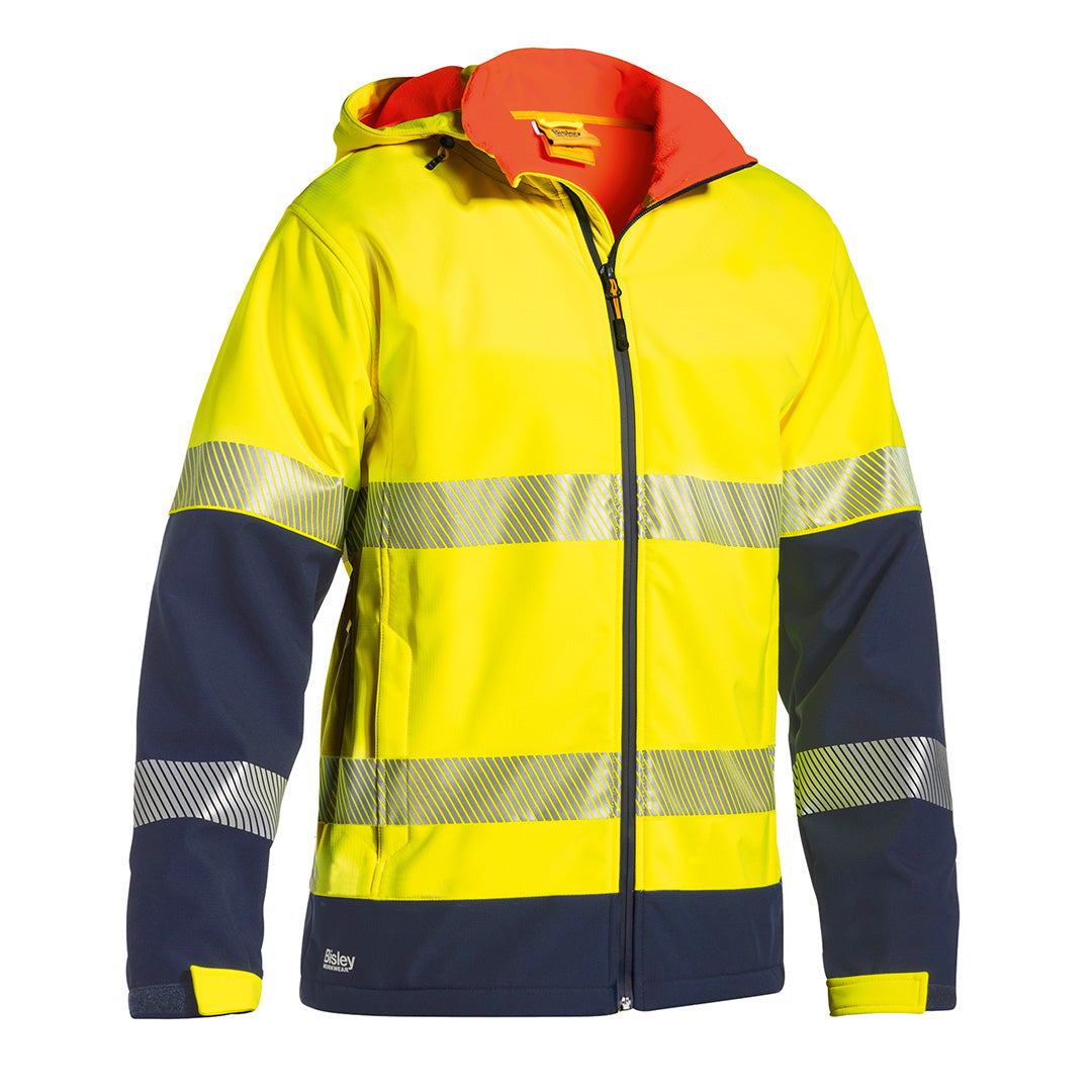 Bisley The Taped Ripstop Bonded Fleece Jacket | Hi Vis | Mens Yellow/Navy Coats & Jackets