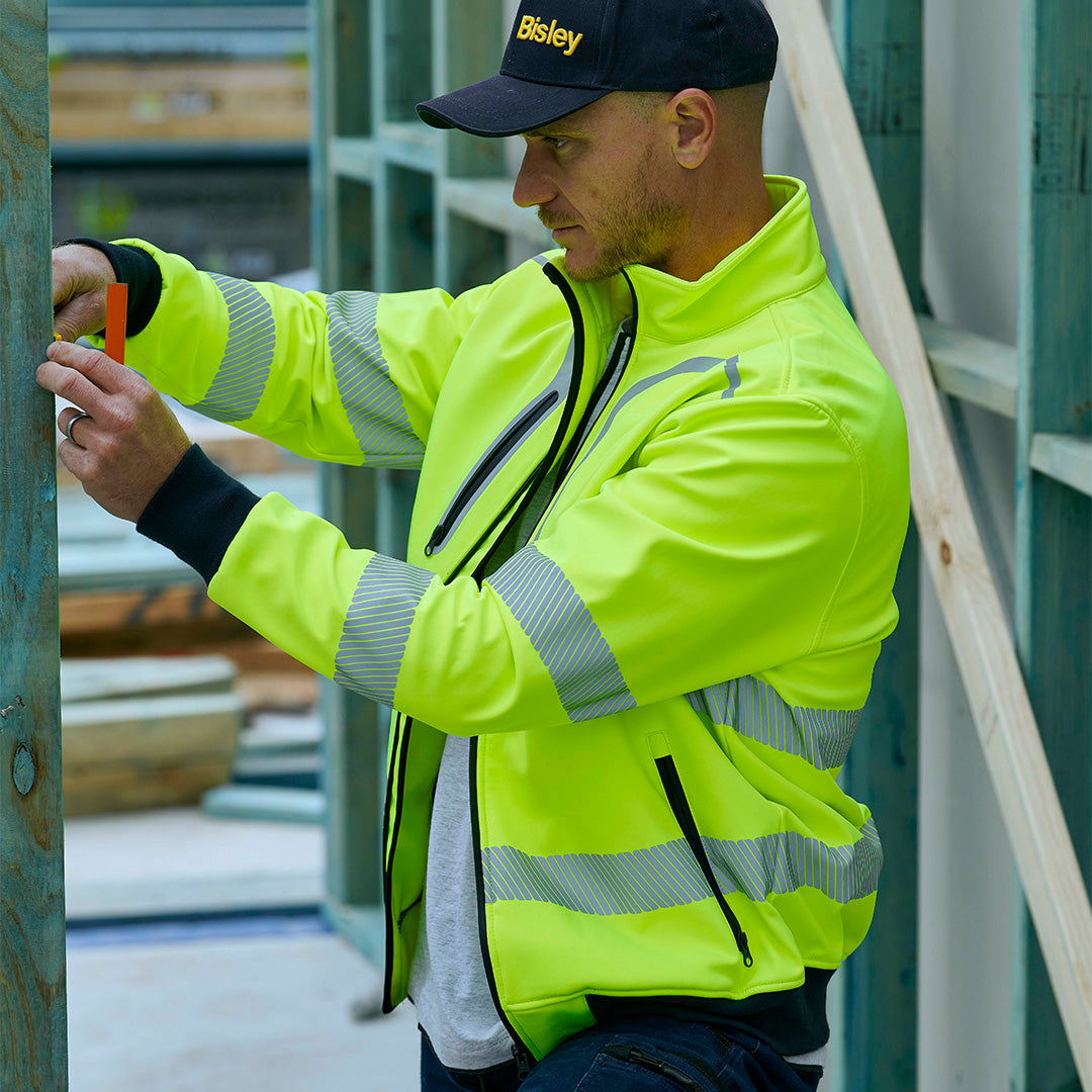 Bisley The Taped Soft Shell Bomber Jacket | Hi Vis | Mens Outerwear