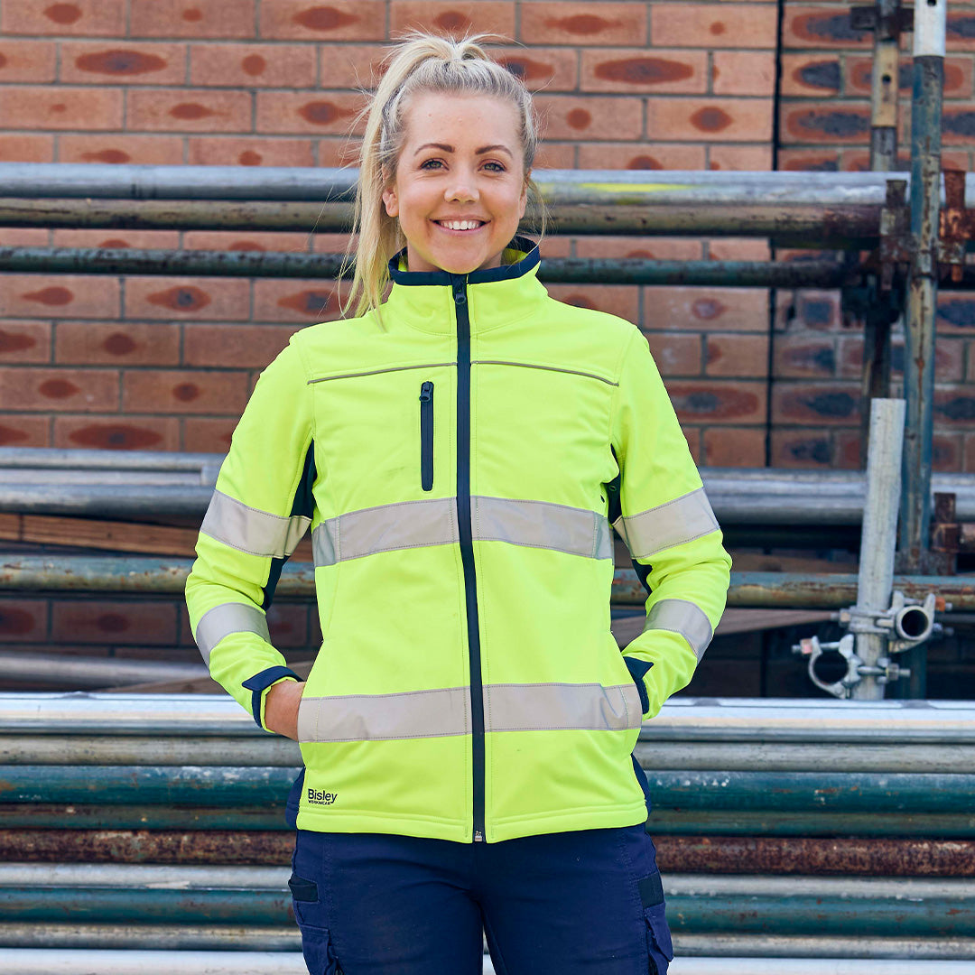 Bisley The Taped Two Tone Hi Vis Soft Shell Jacket | Ladies Coats & Jackets