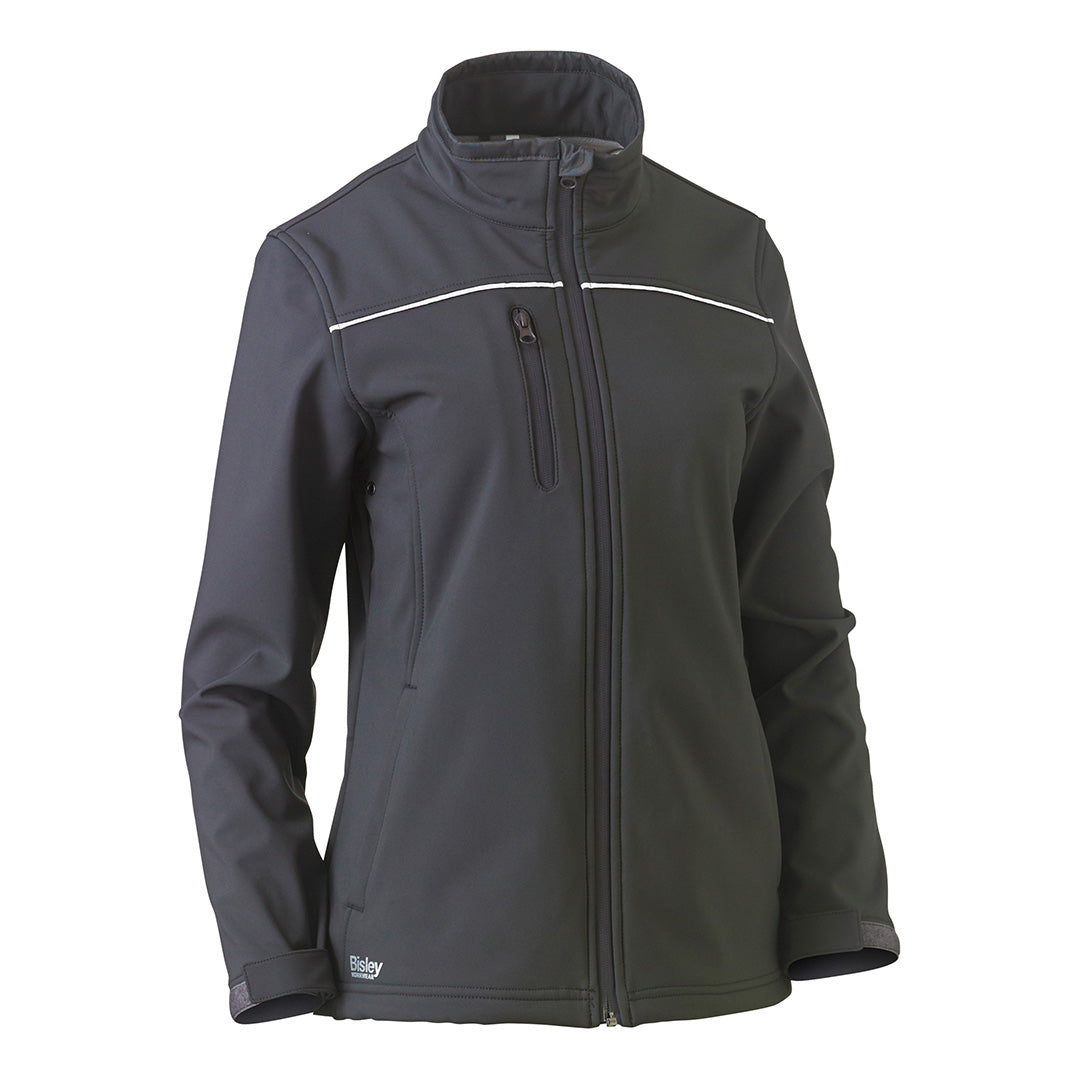 Bisley The Piping Soft Shell Jacket | Ladies Charcoal Coats & Jackets