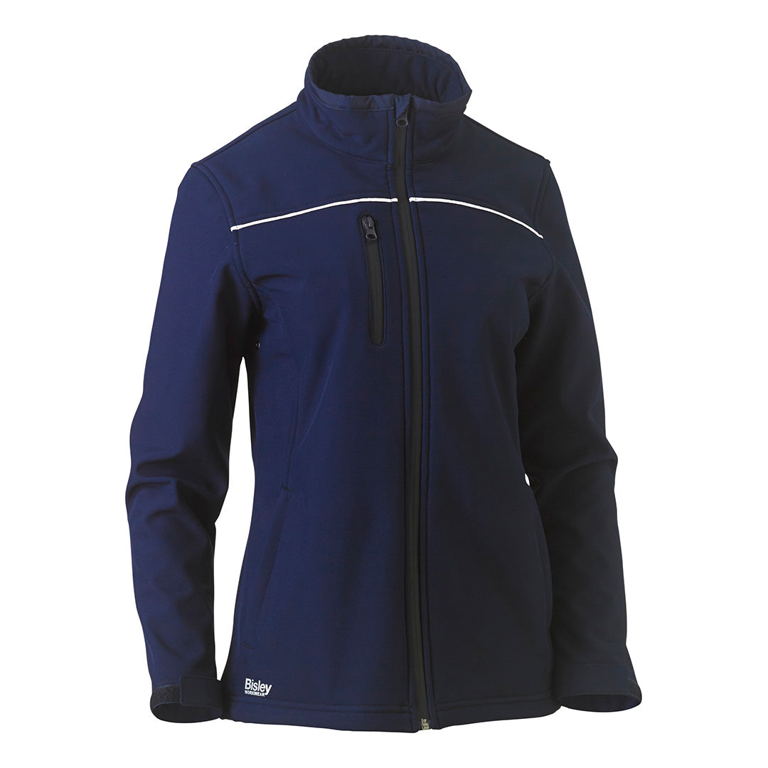 Bisley The Piping Soft Shell Jacket | Ladies Navy Coats & Jackets