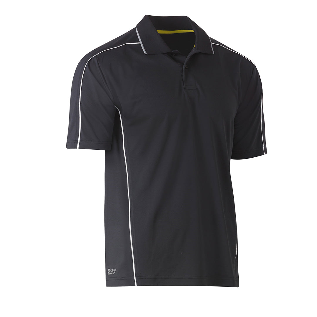 Bisley The Cool Mesh Polo | Reflective Piping | Mens Charcoal Shirts & Tops