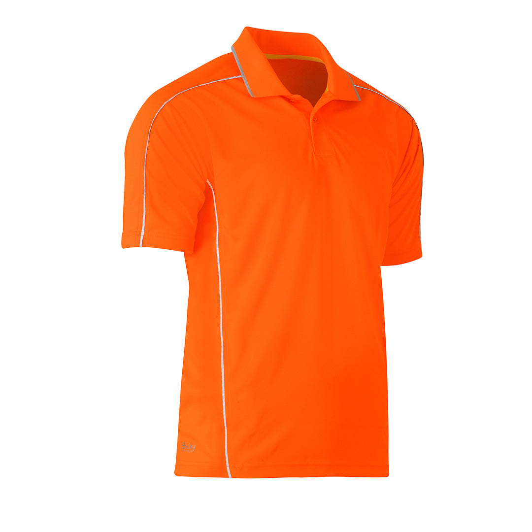 Bisley The Cool Mesh Polo | Reflective Piping | Mens Orange Shirts & Tops