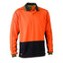 Bisley The Hi Vis Polyester Mesh Polo | Long Sleeve | Mens Orange/Navy Shirts & Tops
