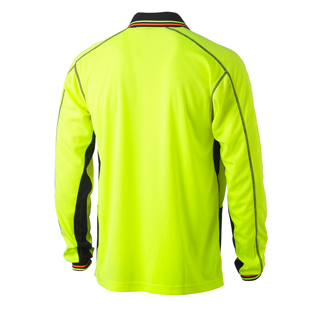 Bisley The Hi Vis Polyester Mesh Polo | Long Sleeve | Mens Shirts & Tops