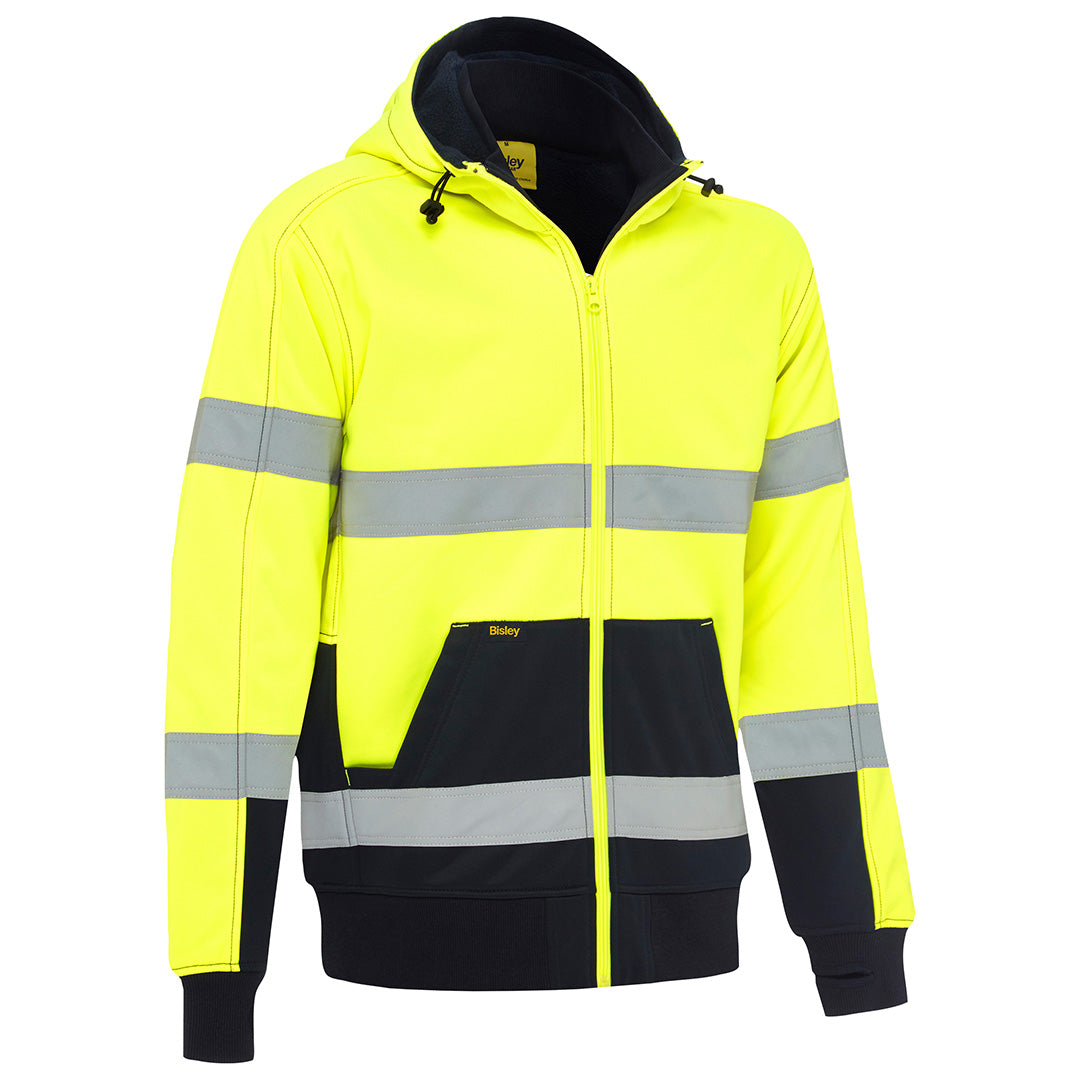 Bisley The Taped Zip Fleece Hoodie | Hi Vis | Mens Yellow/Navy Outerwear