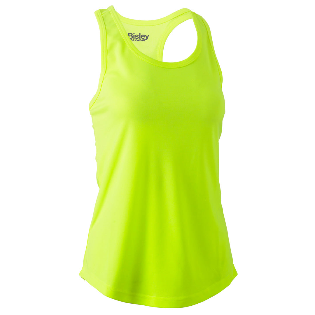 Bisley The Hi Vis Racer Back Singlet | Ladies Hi Vis Yellow Shirts & Tops