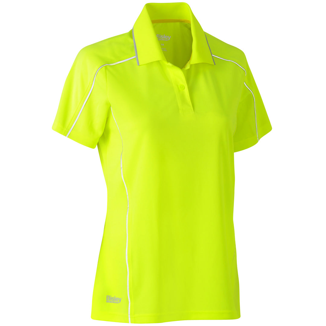 Bisley The Cool Mesh Reflective Polo | Ladies Hi Vis Yellow Shirts & Tops