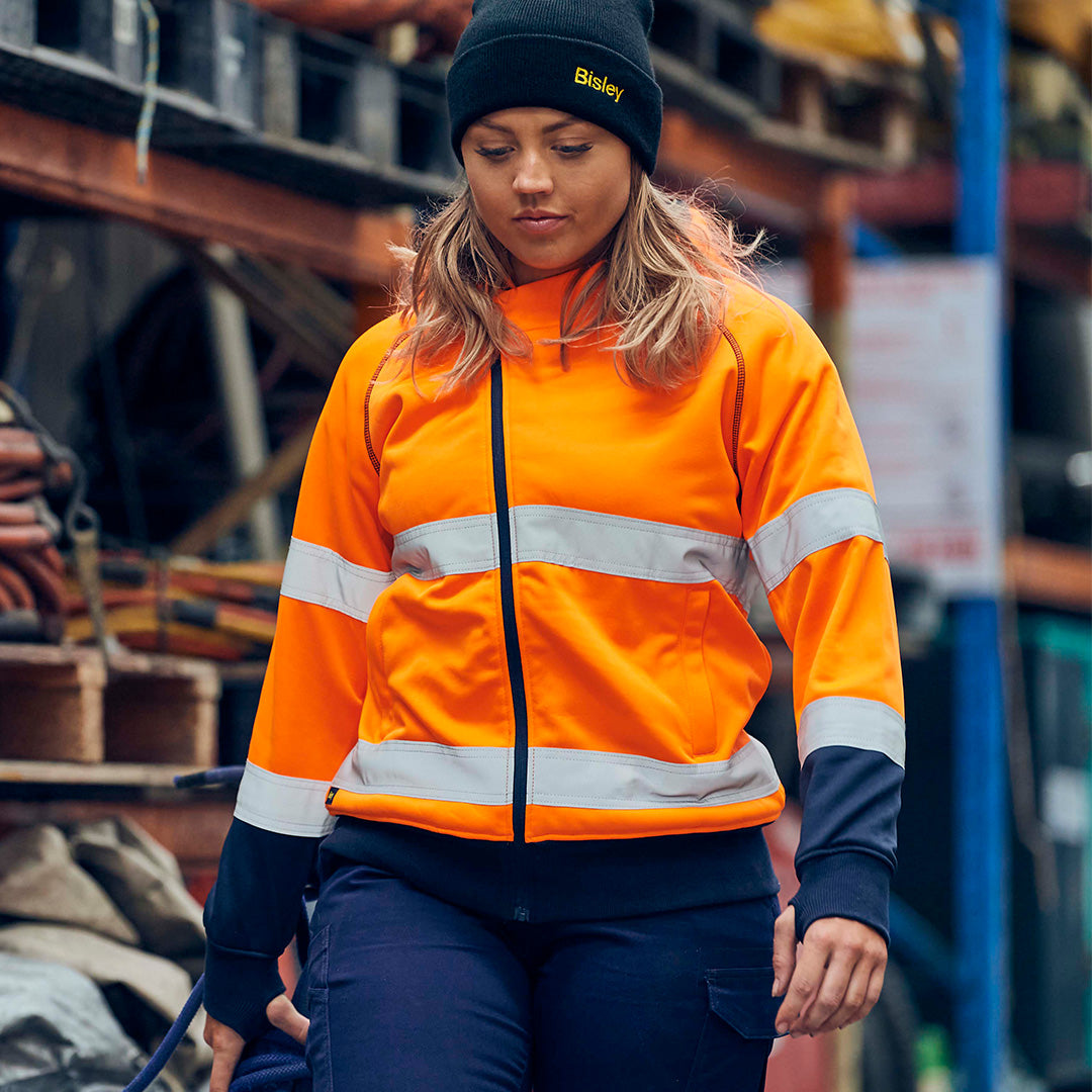 Bisley The Taped Hi Vis Fleece Zip Hoodie | Ladies Outerwear