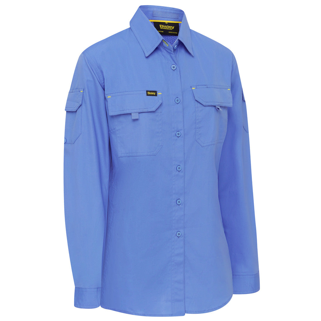 Bisley The X Flow Ripstop Shirt | Ladies Sky Blue Shirts & Tops