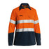 Bisley The Taped Hi Vis Plus Flame Resistant Shirt | Long Sleeve | Ladies Orange/Navy Work Safety Protective Gear