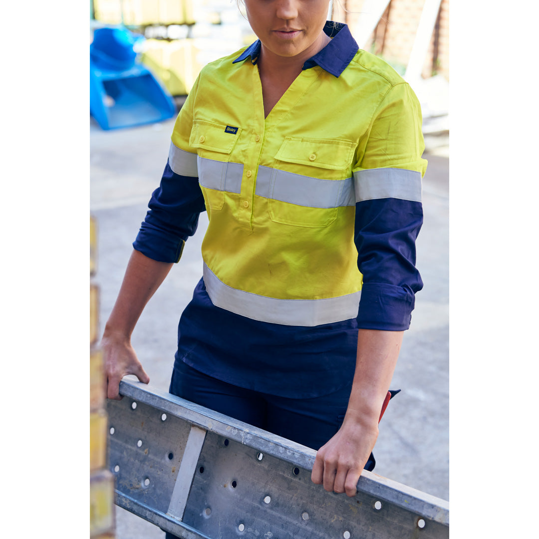 Bisley The V Neck Closed Front Shirt | Day Night | Long Sleeve | Ladies Shirts & Tops