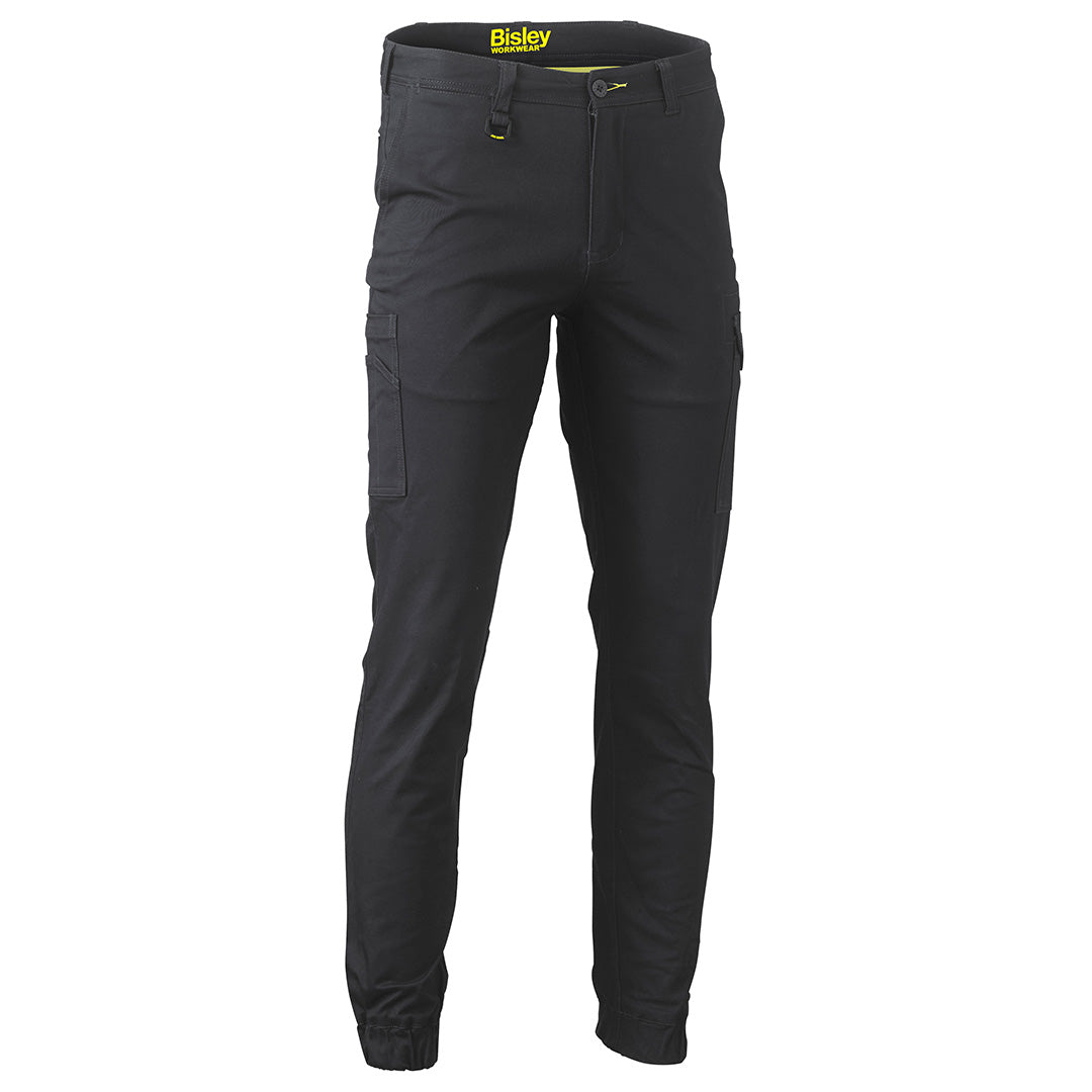 Bisley The Stretch Cotton Drill Cargo Cuffed Pant | Mens Black Pants