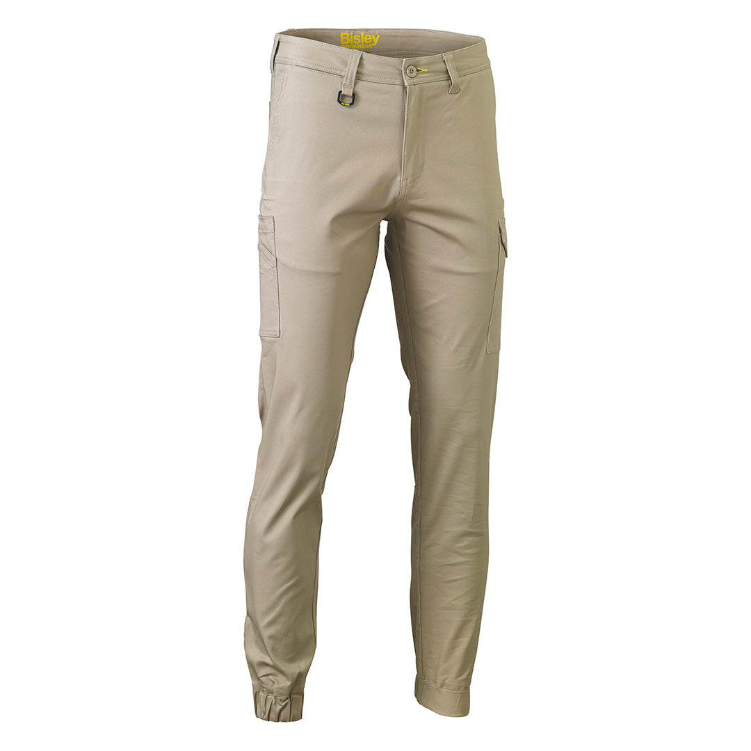 Bisley The Stretch Cotton Drill Cargo Cuffed Pant | Mens Stone Pants