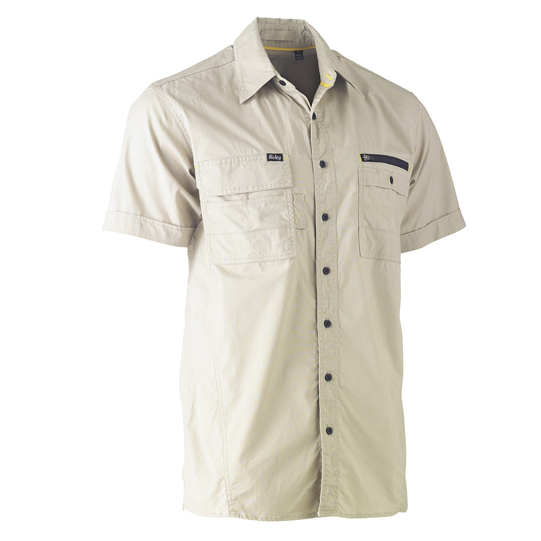 Bisley The Flex and Move Utility Shirt | Short Sleeve | Mens Stone Shirts & Tops