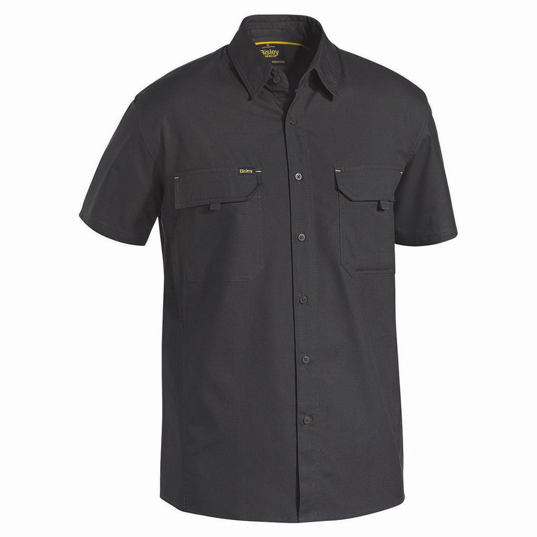 Bisley The X Airflow Rip Stop Shirt | Short Sleeve | Mens Charcoal Shirts & Tops