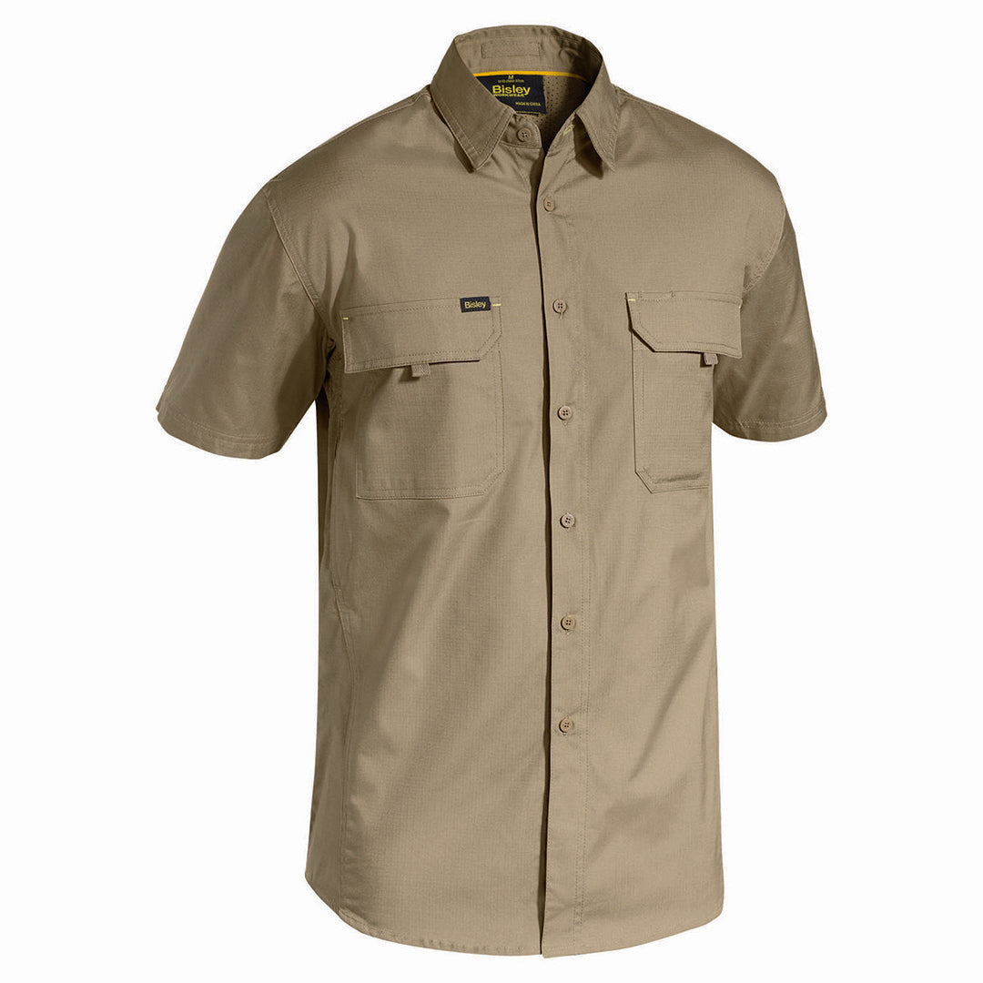 Bisley The X Airflow Rip Stop Shirt | Short Sleeve | Mens Khaki Shirts & Tops