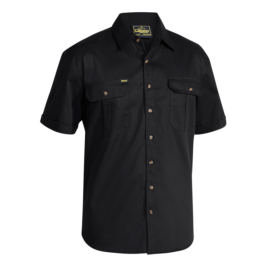 Bisley The Original Cotton Drill Shirt | Short Sleeve | Mens Black Shirts & Tops