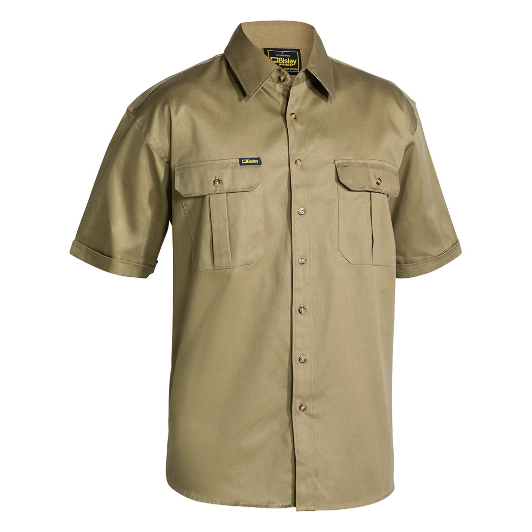Bisley The Original Cotton Drill Shirt | Short Sleeve | Mens Khaki Shirts & Tops