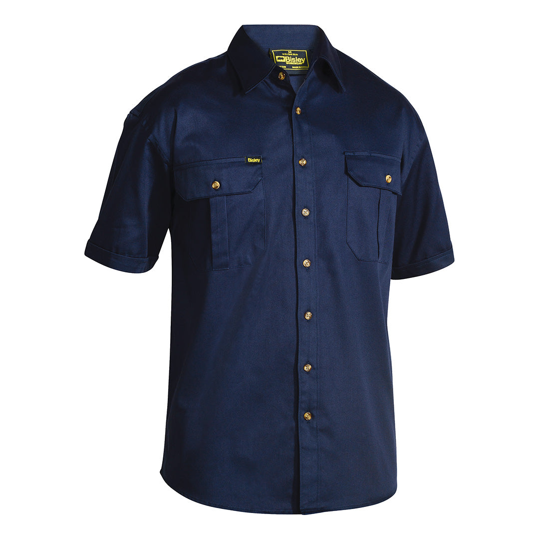Bisley The Original Cotton Drill Shirt | Short Sleeve | Mens Navy Shirts & Tops