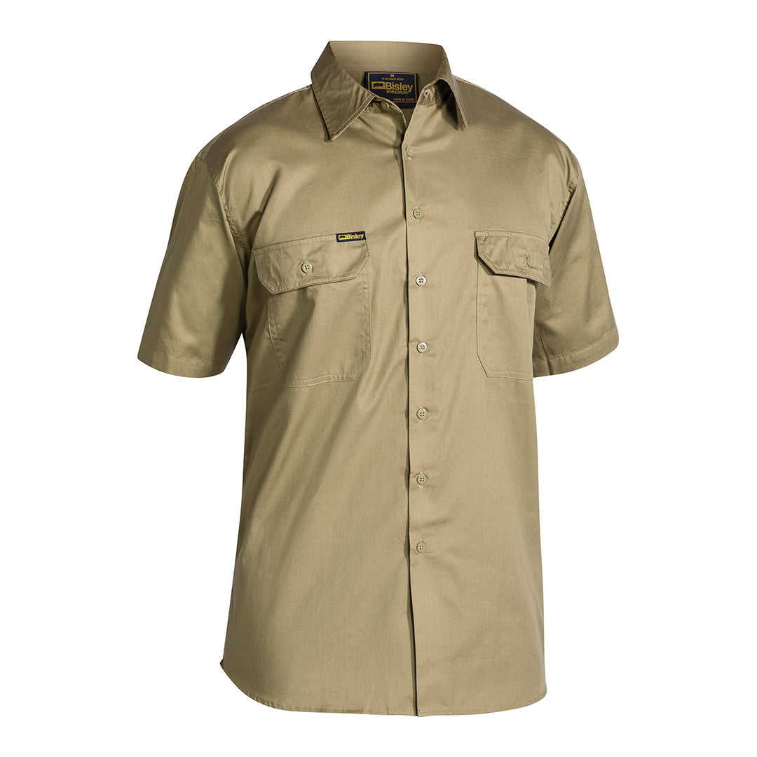Bisley The Cool Lightweight Drill Shirt | Short Sleeve | Mens Khaki Shirts & Tops