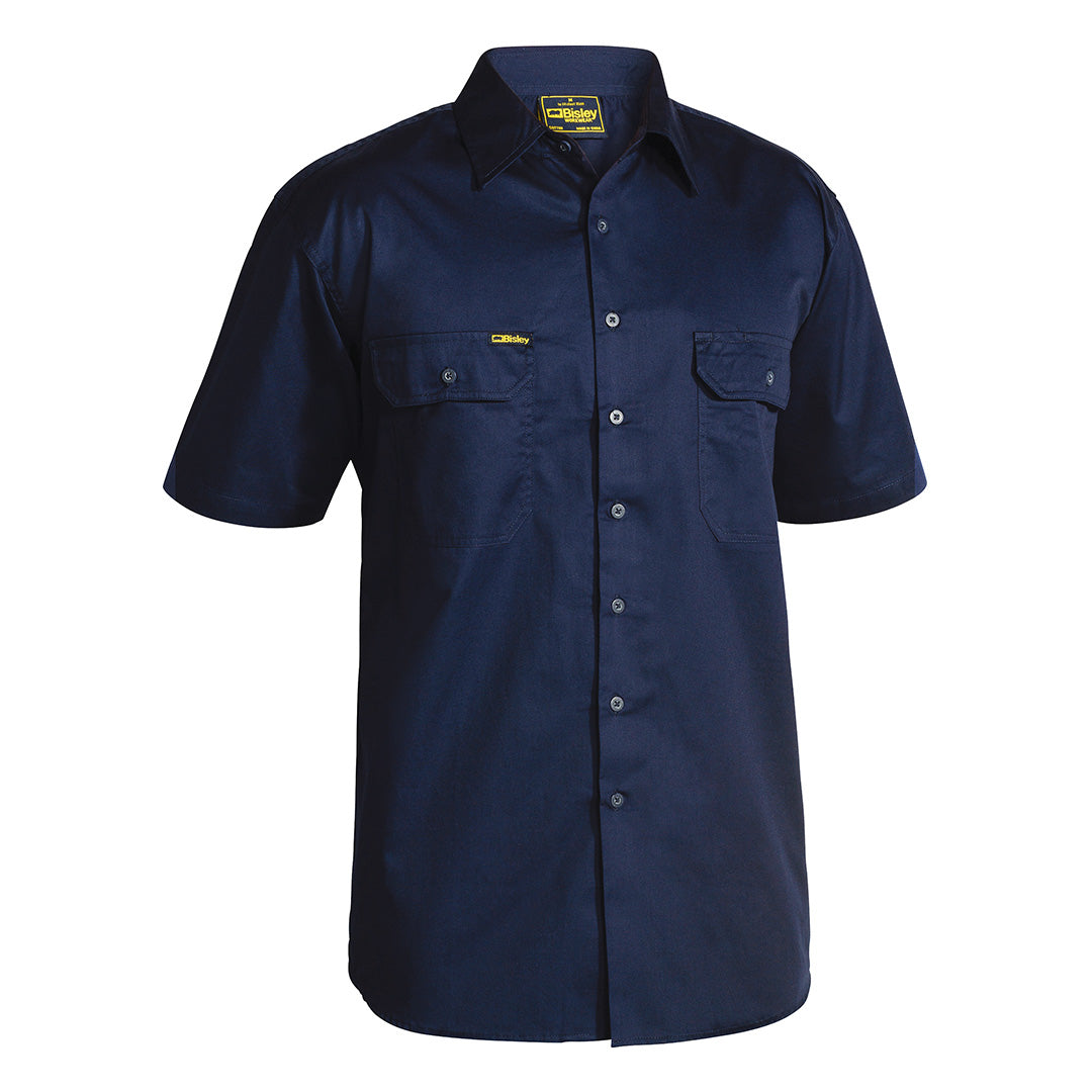 Bisley The Cool Lightweight Drill Shirt | Short Sleeve | Mens Navy Shirts & Tops