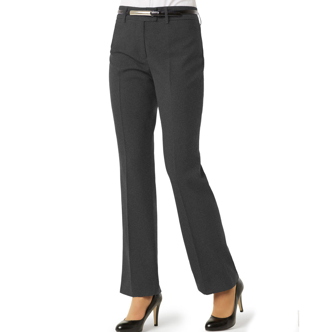 Biz Collection The Classic Flat Pant | Ladies Charcoal Marle Pants