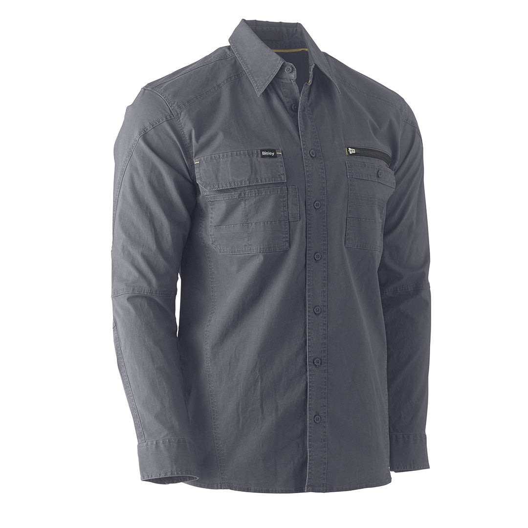 Bisley The Flex and Move Utility Shirt | Long Sleeve | Mens Charcoal Shirts & Tops