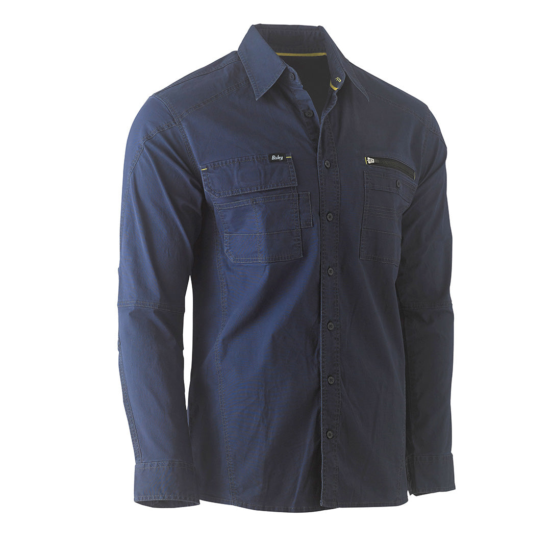 Bisley The Flex and Move Utility Shirt | Long Sleeve | Mens Navy Shirts & Tops