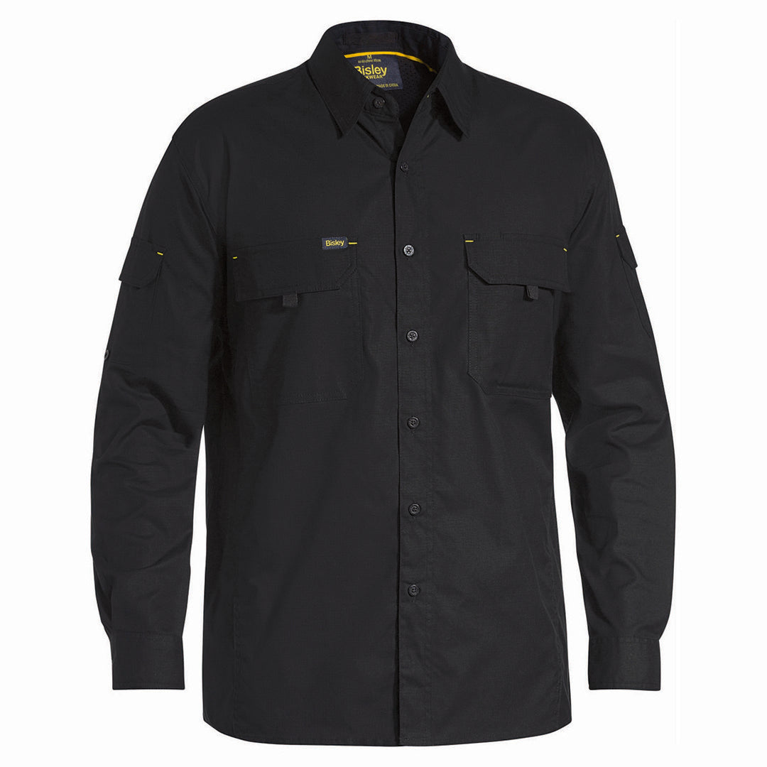 Bisley The X Airflow Rip Stop Shirt | Long Sleeve | Mens Black Shirts & Tops