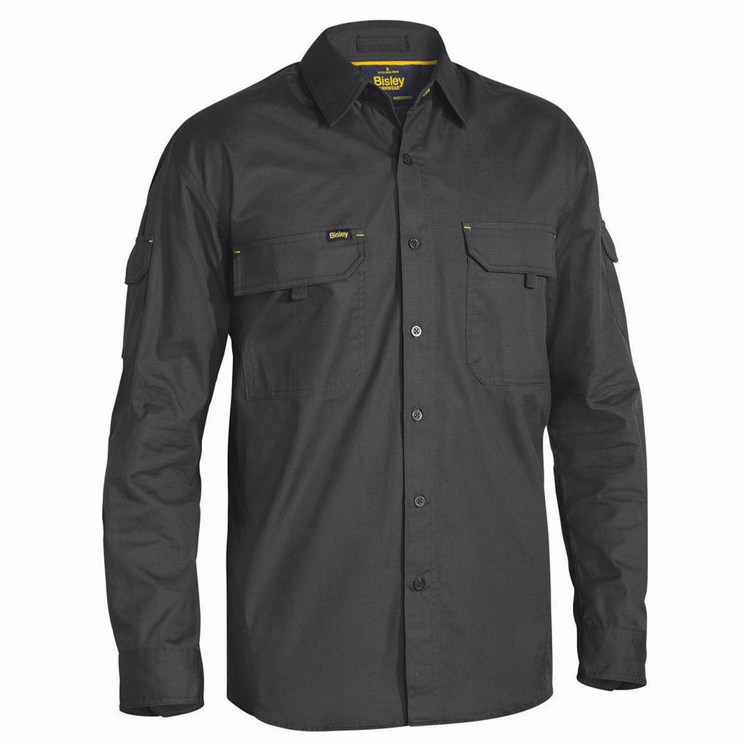 Bisley The X Airflow Rip Stop Shirt | Long Sleeve | Mens Charcoal Shirts & Tops