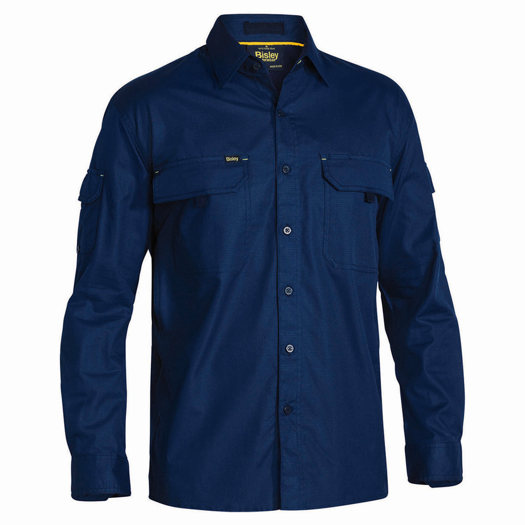 Bisley The X Airflow Rip Stop Shirt | Long Sleeve | Mens Navy Shirts & Tops