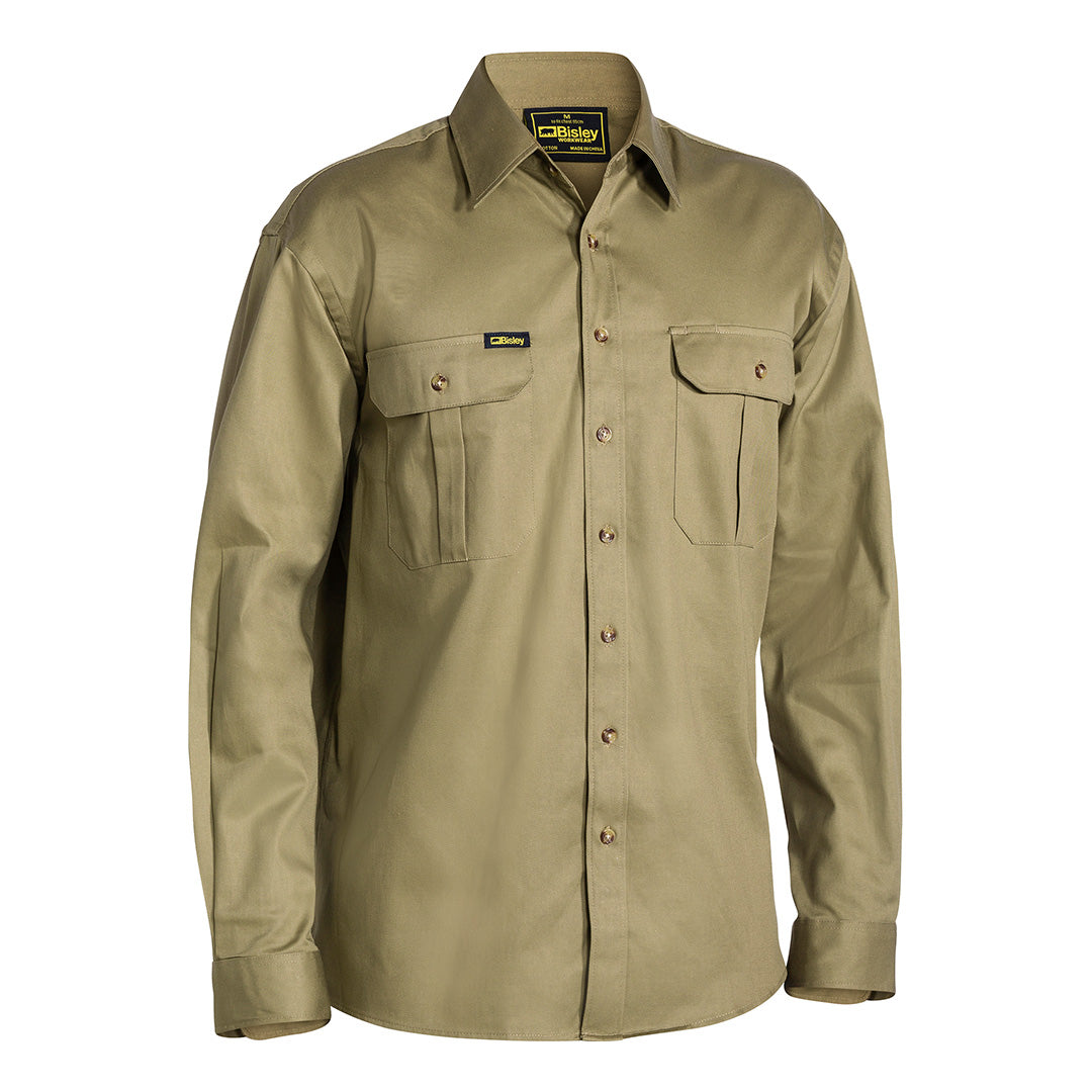 Bisley The Original Cotton Drill Shirt | Long Sleeve | Mens Khaki Shirts & Tops