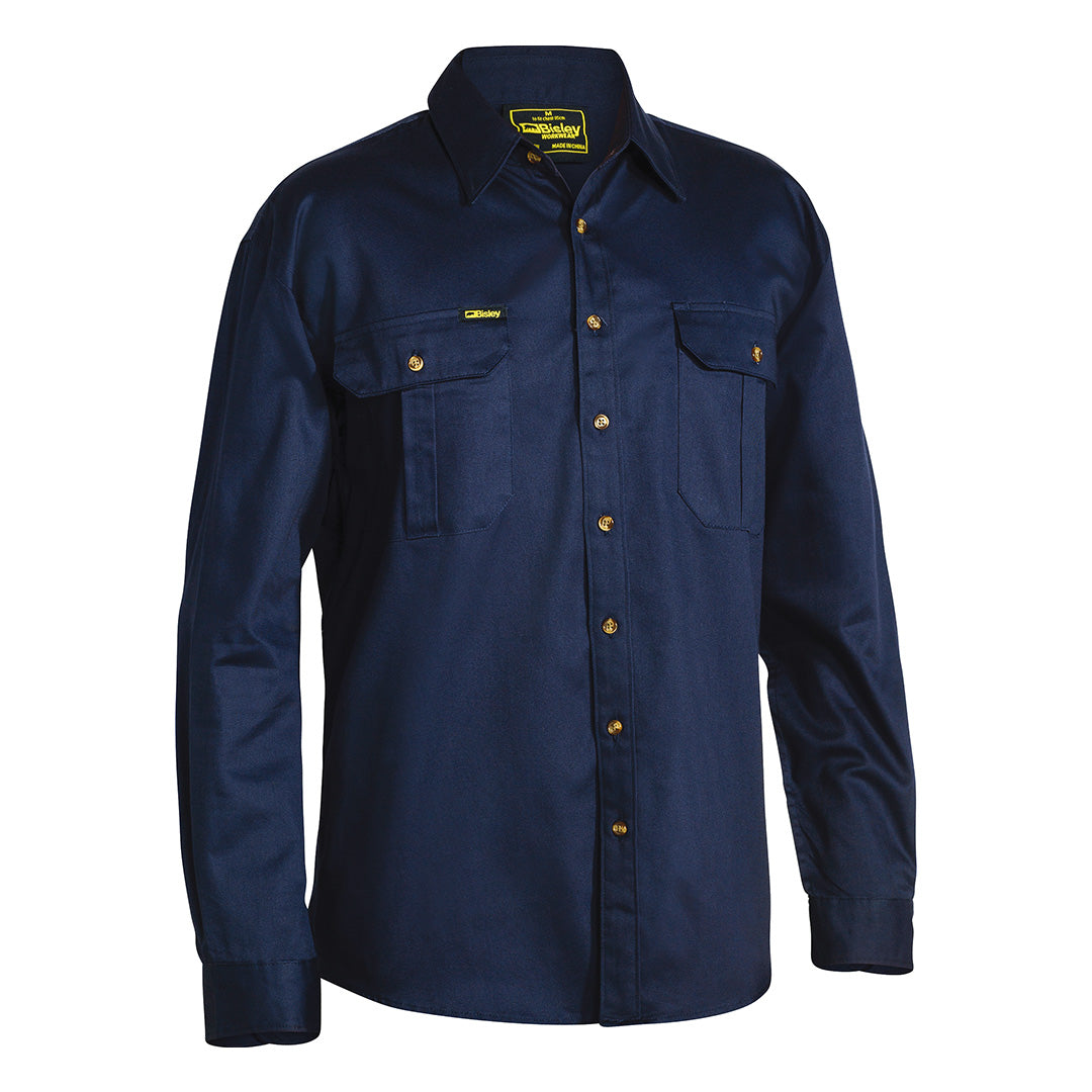 Bisley The Original Cotton Drill Shirt | Long Sleeve | Mens Navy Shirts & Tops