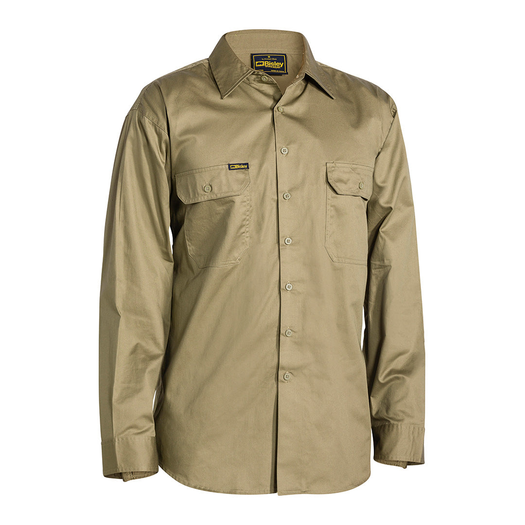 Bisley The Cool Lightweight Drill Shirt | Long Sleeve | Mens Khaki Shirts & Tops