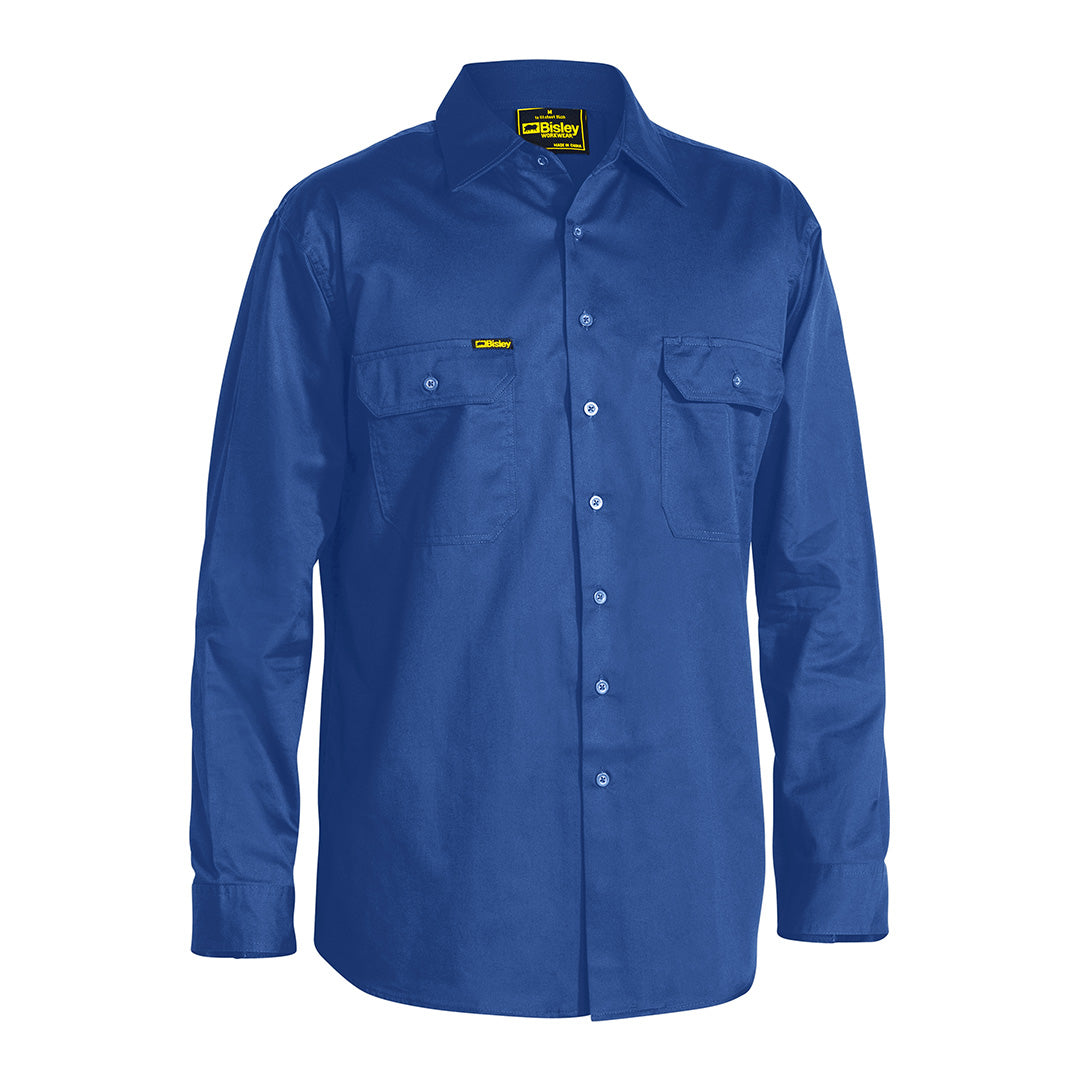 Bisley The Cool Lightweight Drill Shirt | Long Sleeve | Mens Royal Shirts & Tops