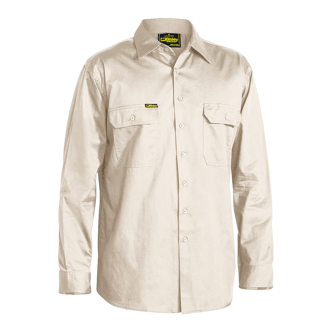 Bisley The Cool Lightweight Drill Shirt | Long Sleeve | Mens Sand Shirts & Tops