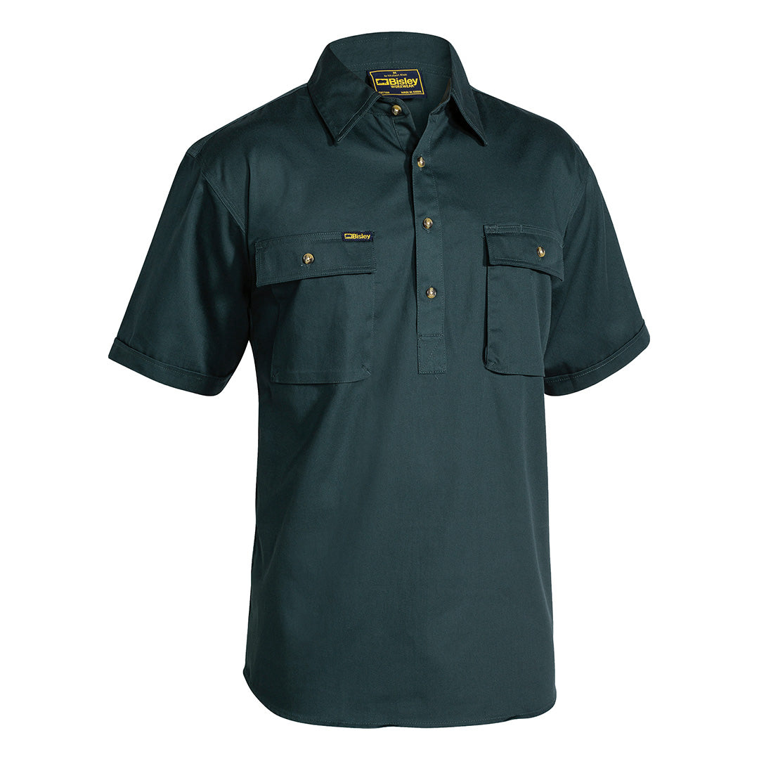 Bisley The Cotton Drill Closed Front Shirt | Short Sleeve | Mens Bottle Shirts & Tops