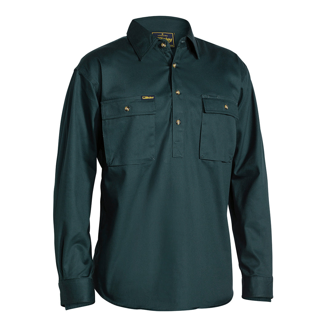 Bisley The Cotton Drill Closed Front Shirt | Long Sleeve | Mens Bottle Shirts & Tops